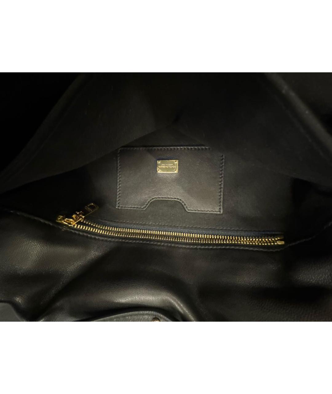 DOLCE&GABBANA Черная кожаная сумка через плечо, фото 6