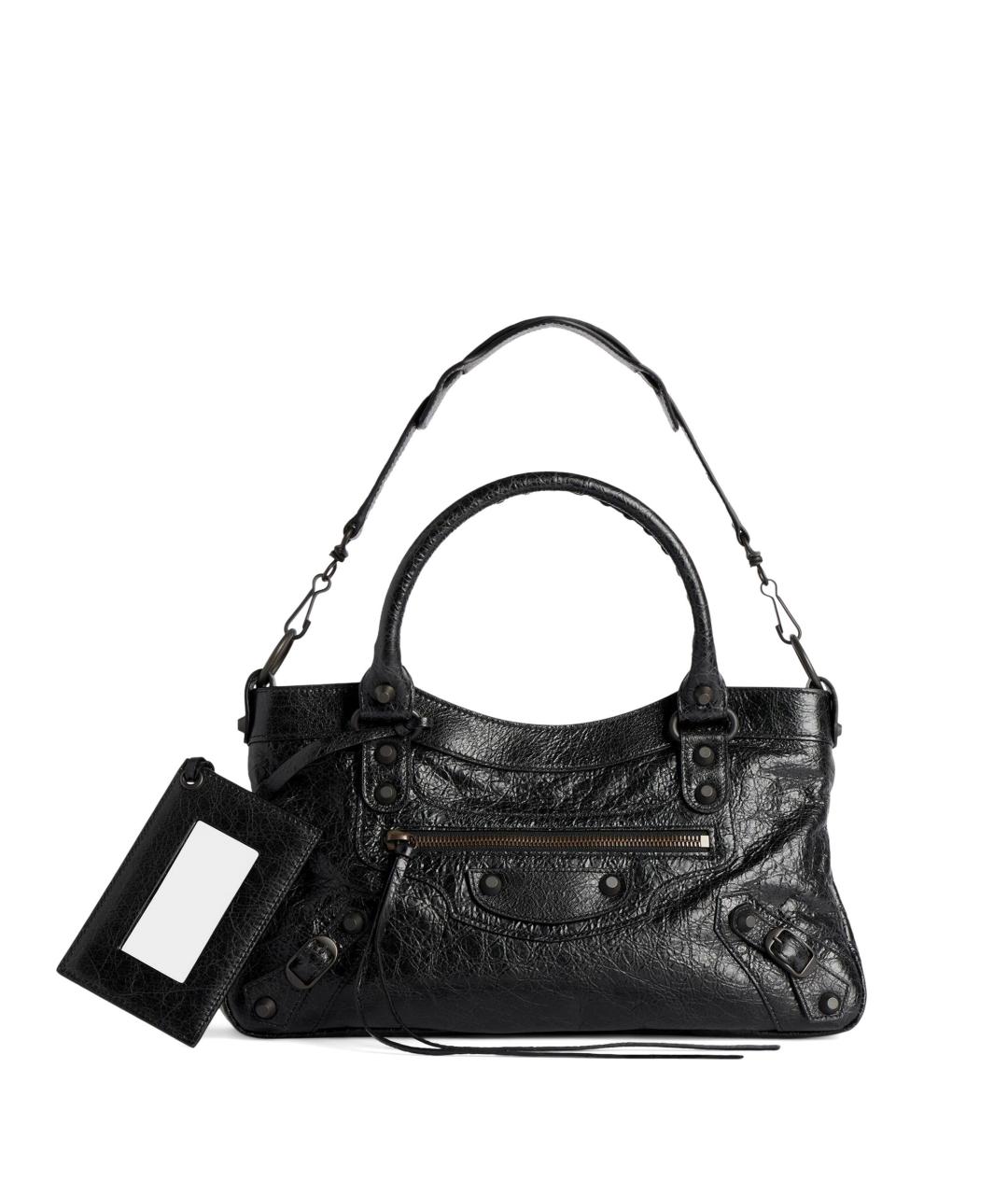 BALENCIAGA Черная кожаная сумка через плечо, фото 1