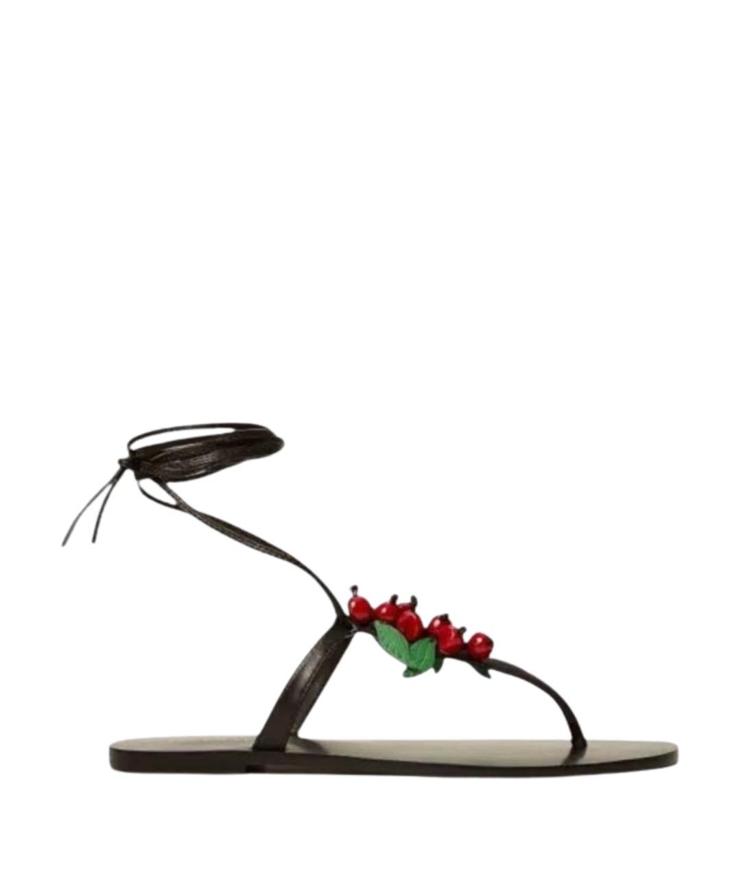 TWIN-SET Черные кожаные сандалии, фото 1