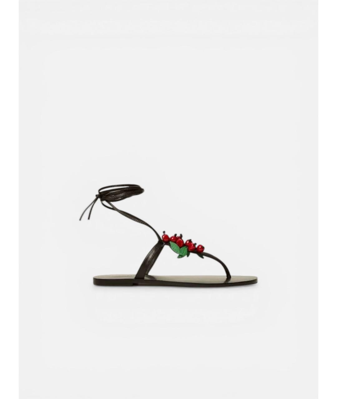 TWIN-SET Черные кожаные сандалии, фото 5