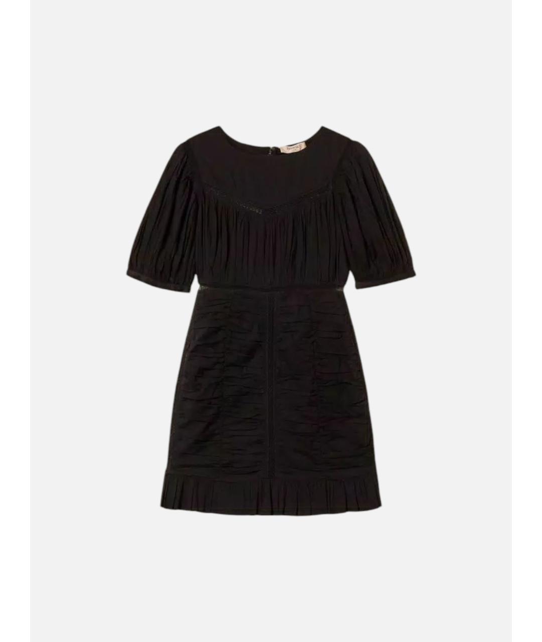 TWIN-SET Черное хлопковое повседневное платье, фото 7