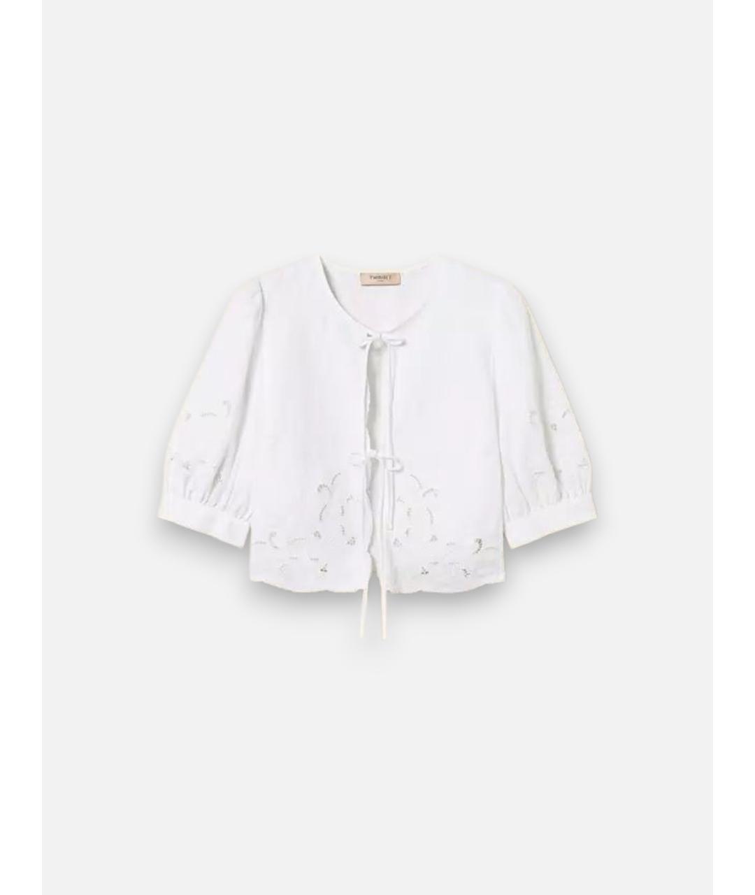 TWIN-SET Белая льняная блузы, фото 7