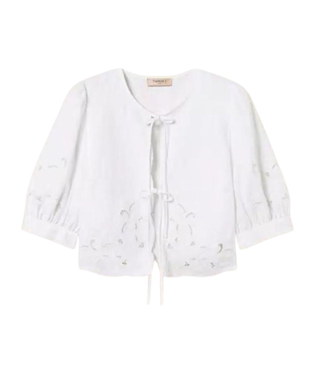 TWIN-SET Белая льняная блузы, фото 1