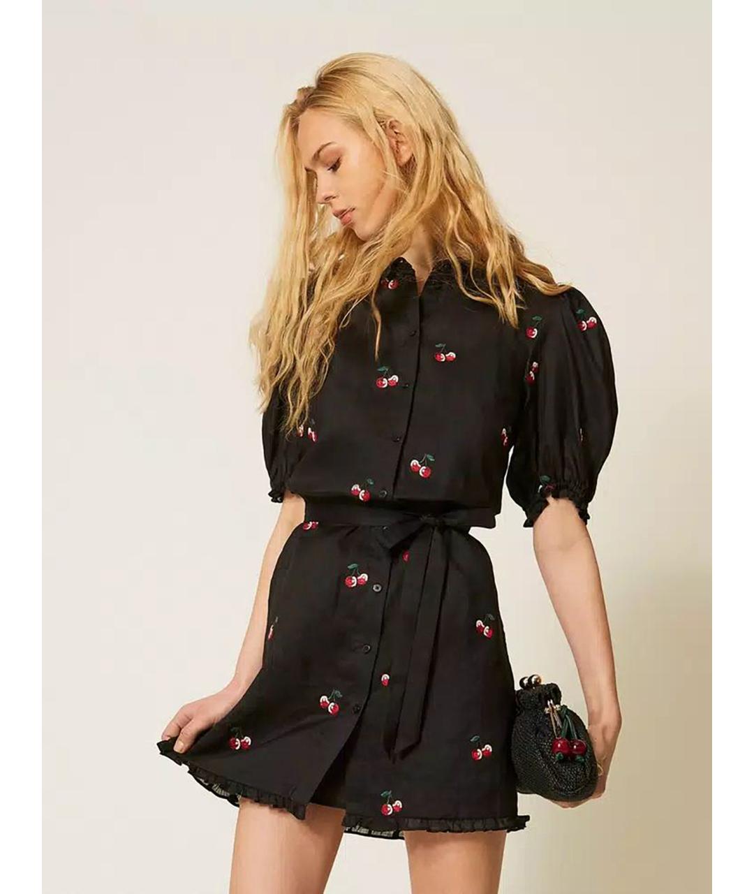 TWIN-SET Мульти хлопковое повседневное платье, фото 3