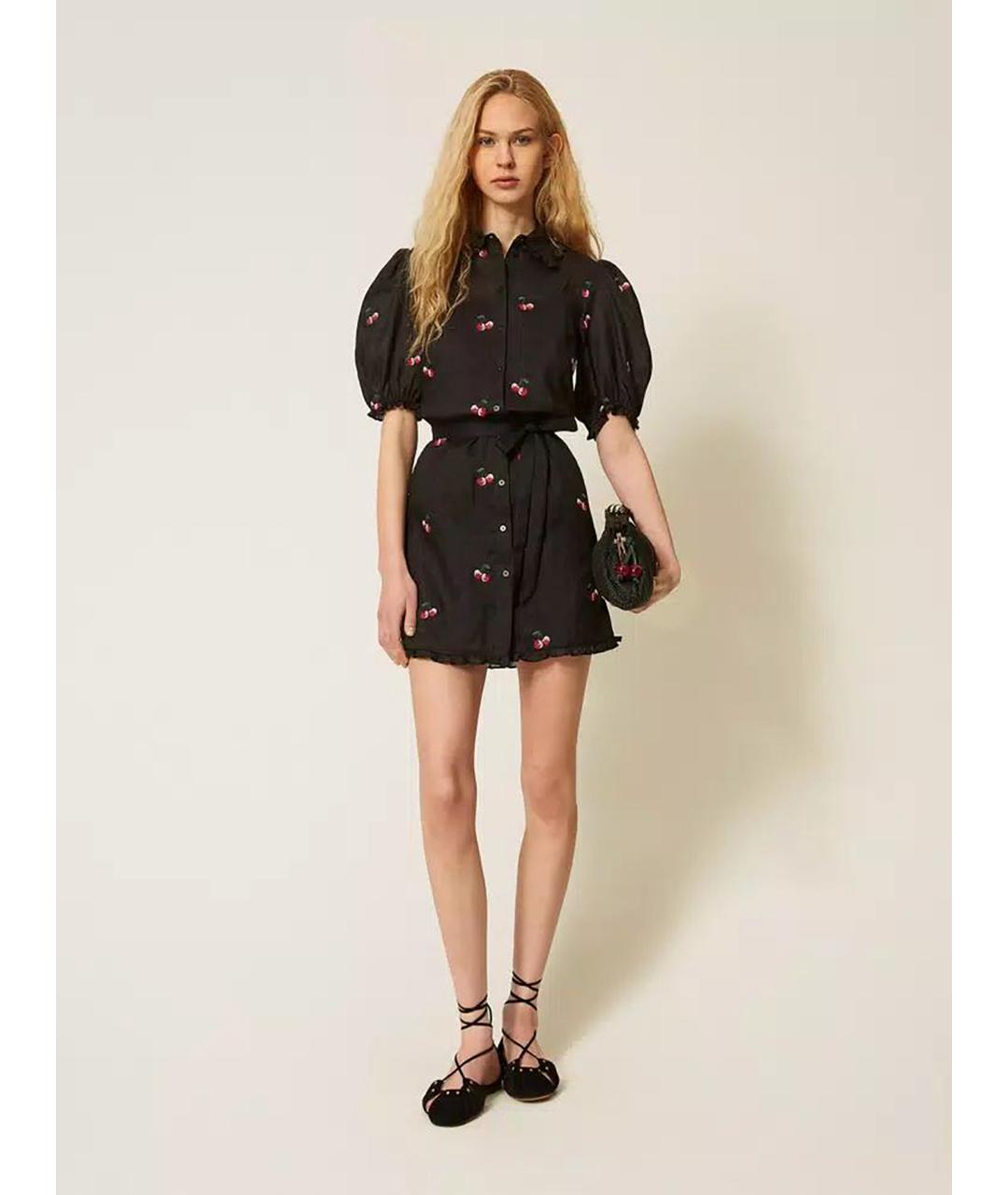 TWIN-SET Мульти хлопковое повседневное платье, фото 2