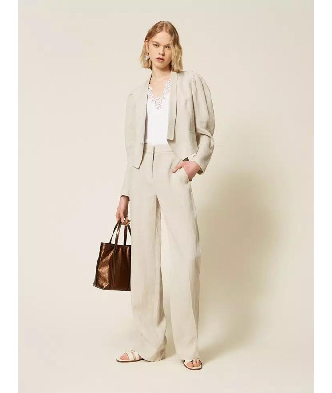 TWIN-SET Белая хлопковая майка, фото 2