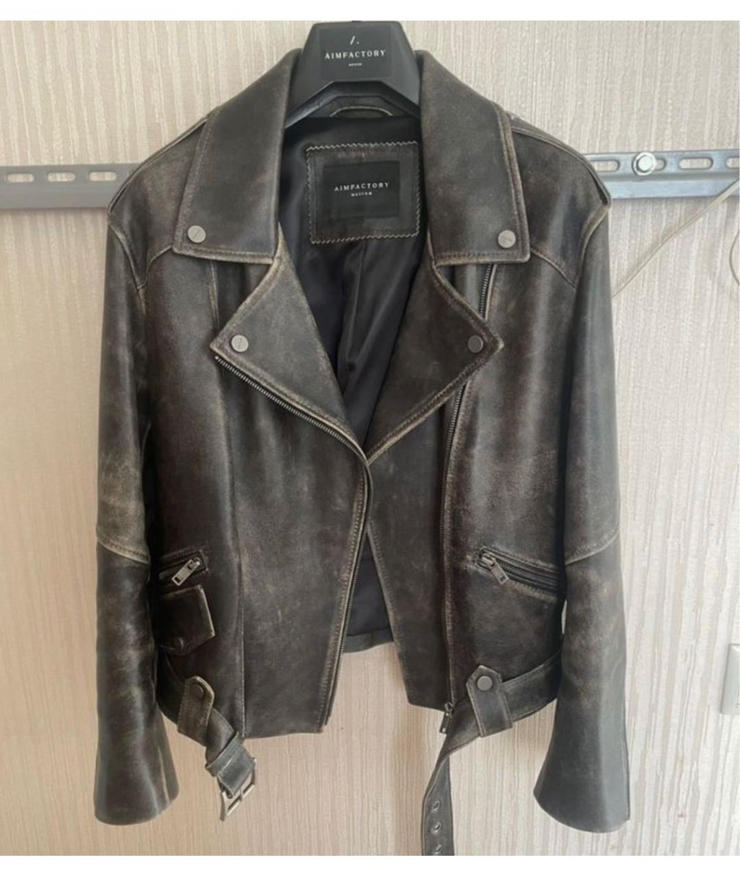 AIM Factory Серая кожаная куртка, фото 5