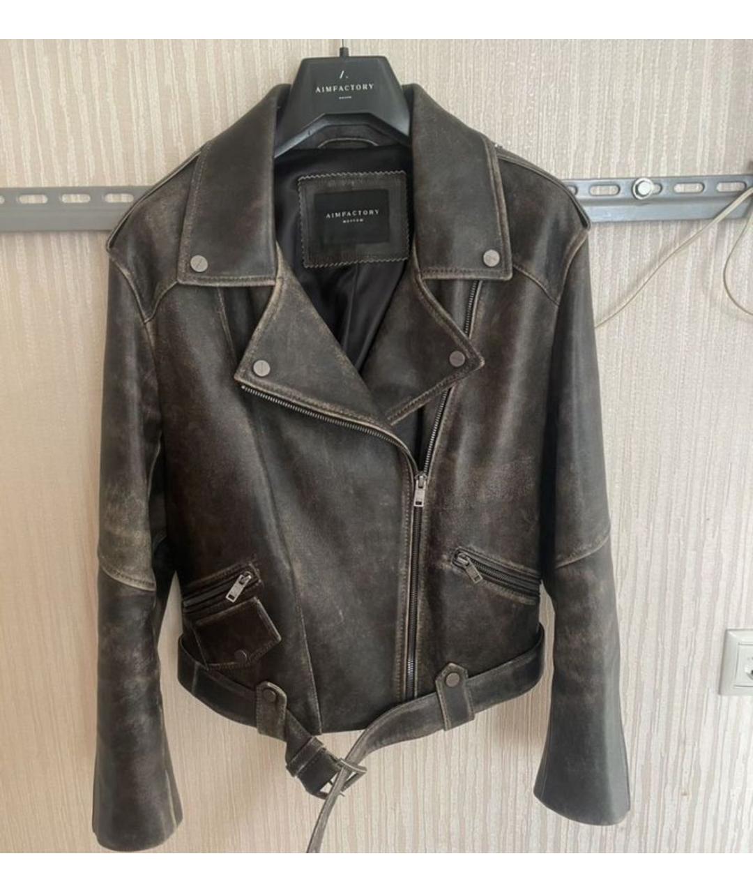 AIM Factory Серая кожаная куртка, фото 2
