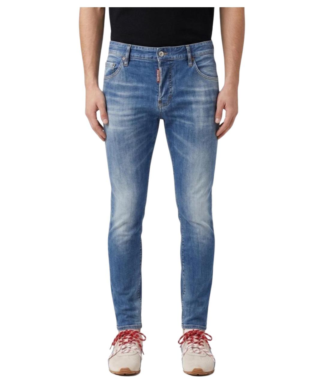 DSQUARED2 Синие хлопко-эластановые джинсы скинни, фото 1