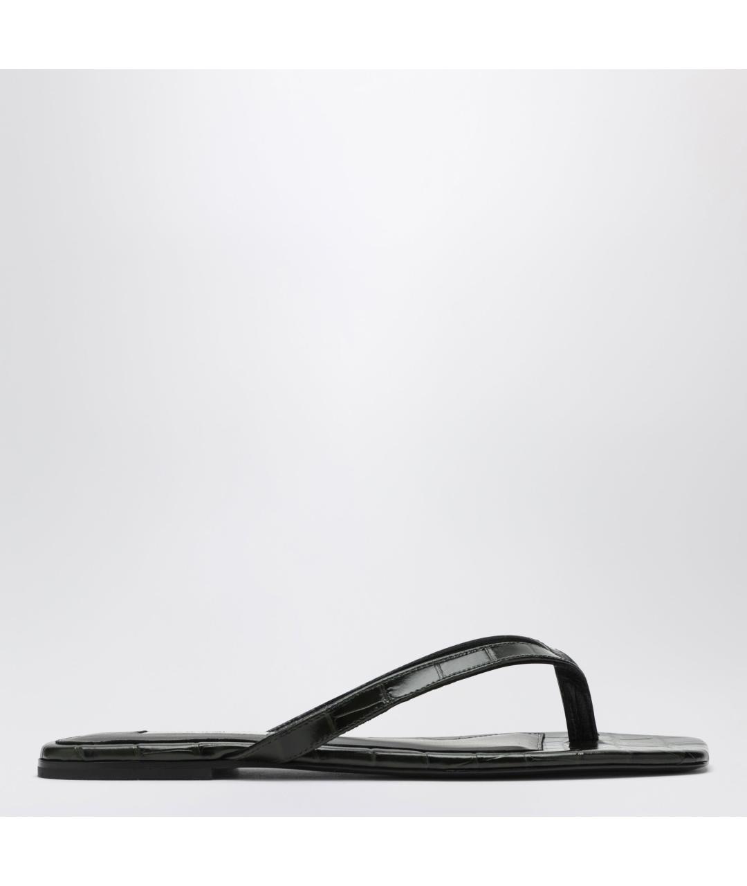 TOTEME Зеленые кожаные шлепанцы, фото 3