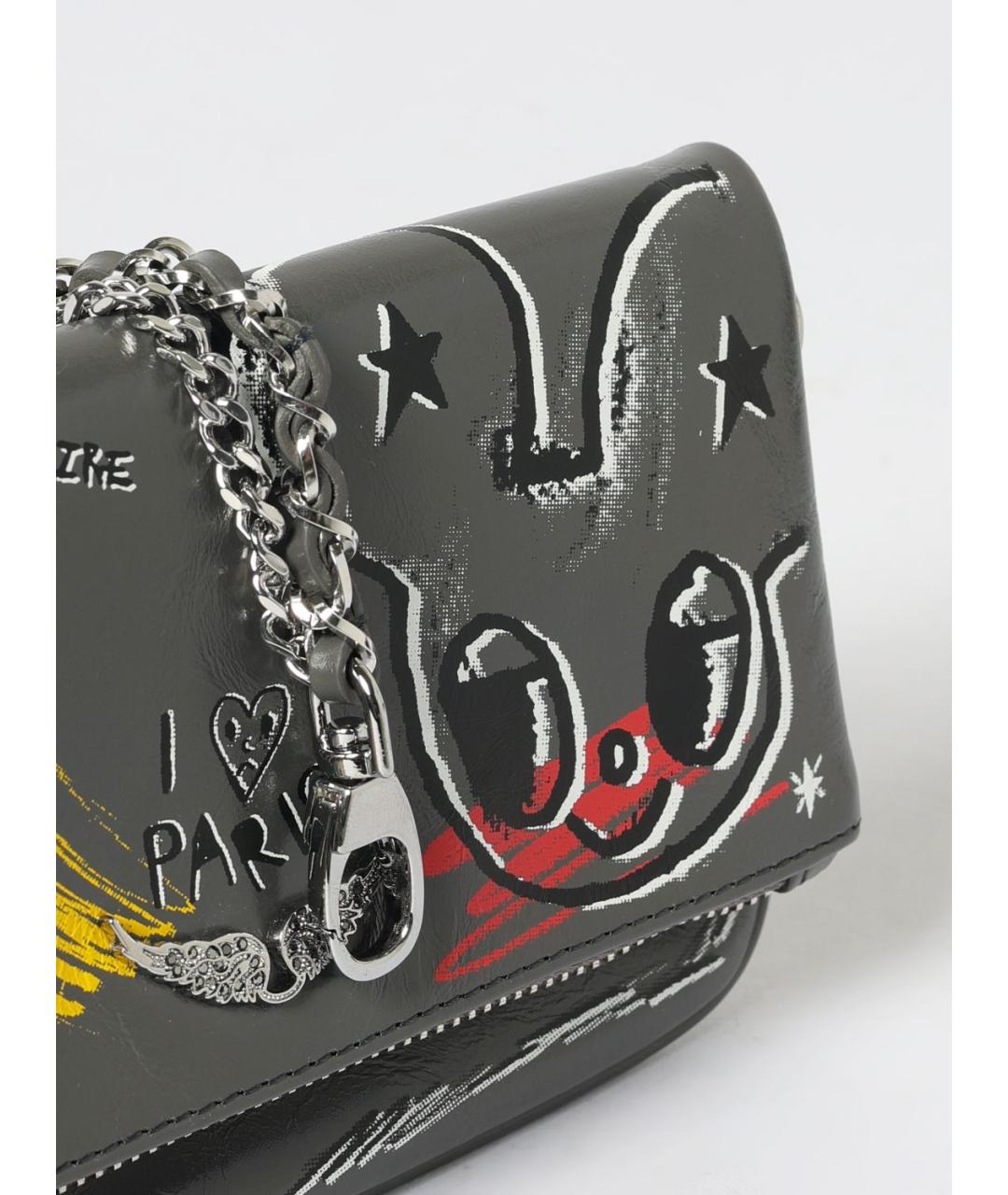 ZADIG & VOLTAIRE Серая кожаная сумка через плечо, фото 3