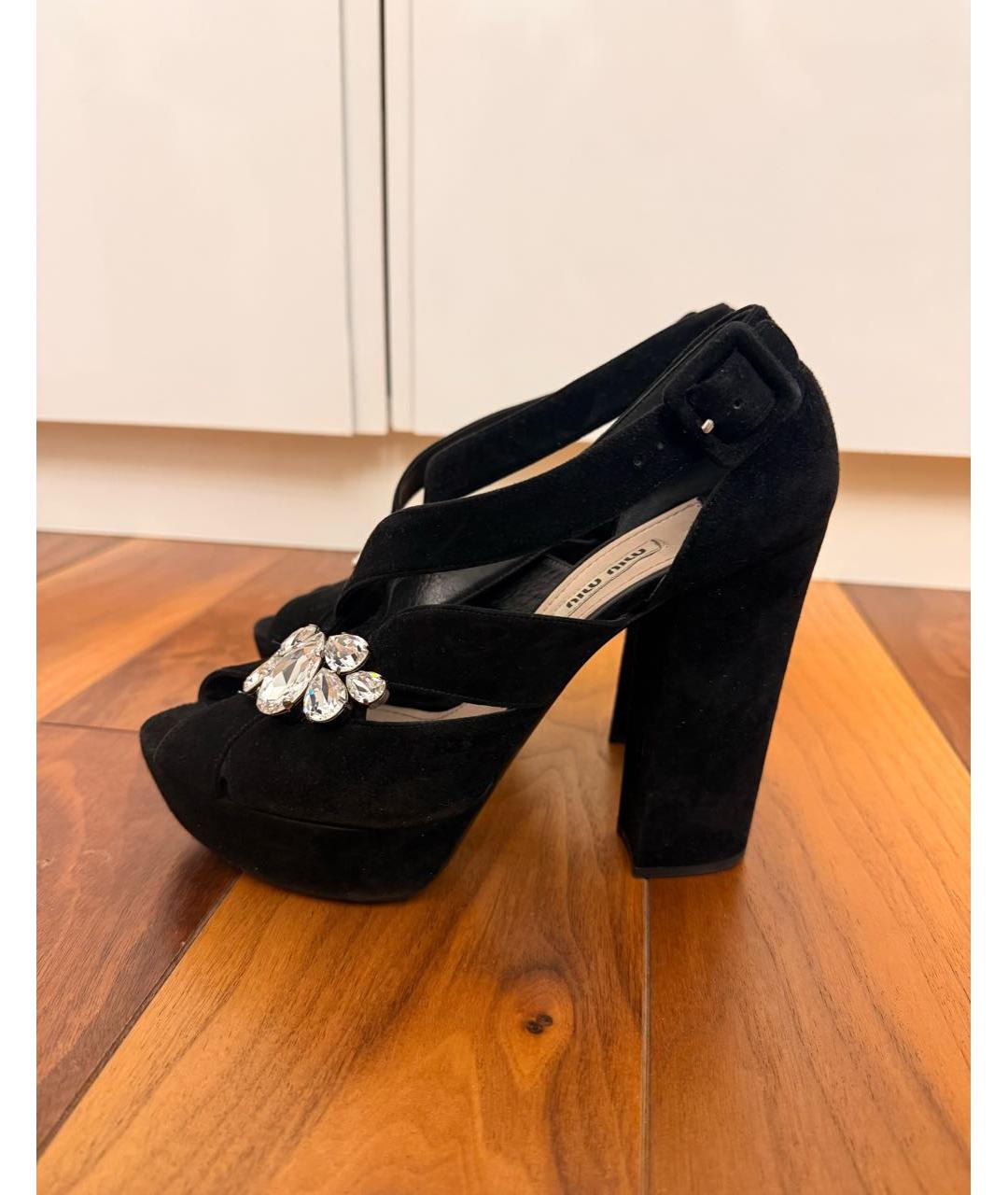 MIU MIU Черные замшевые босоножки, фото 9