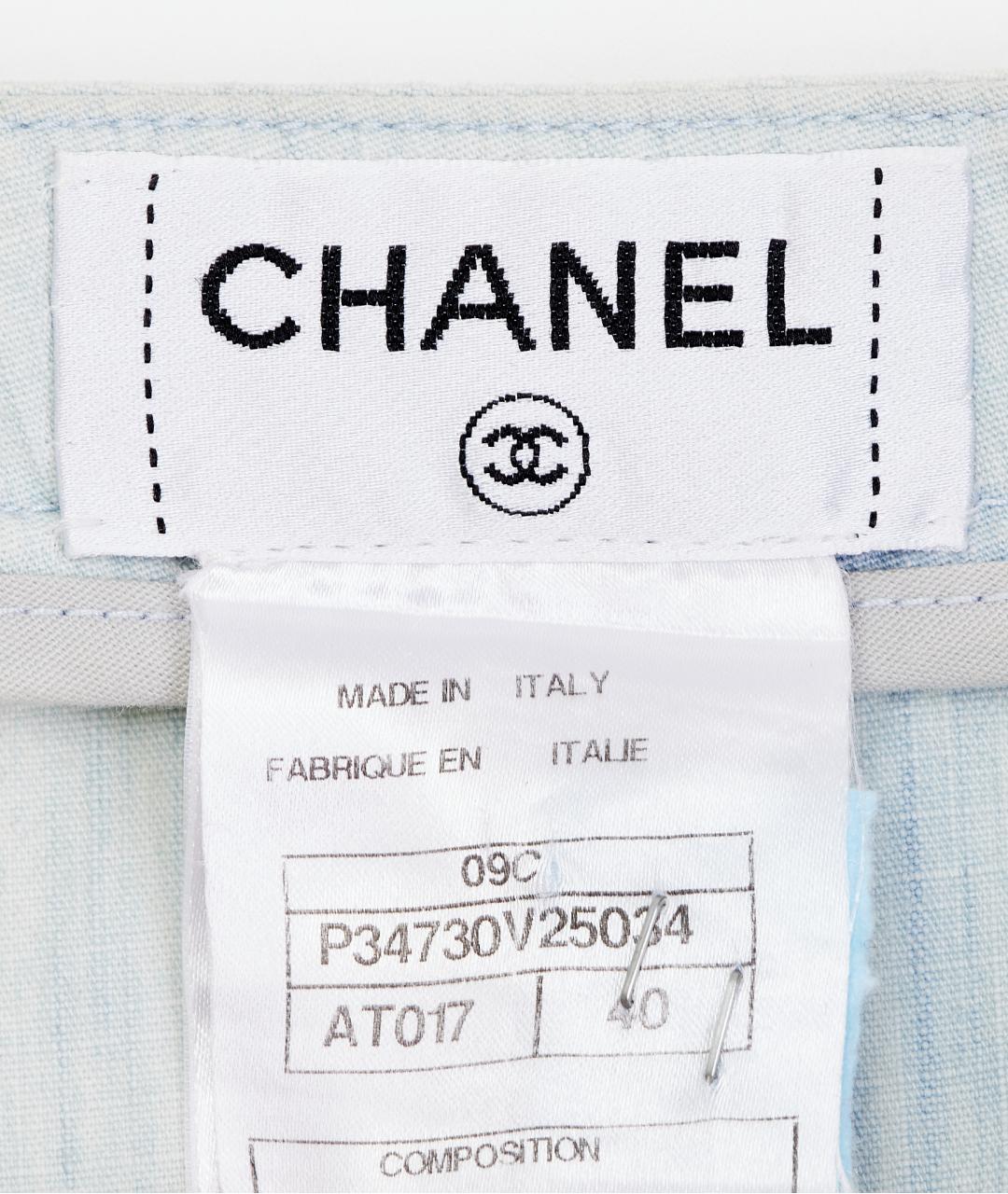 CHANEL Голубые хлопковые джинсы клеш, фото 4