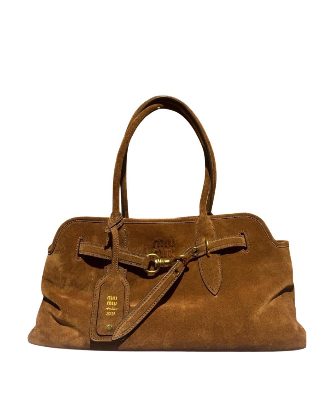 MIU MIU Коричневая замшевая сумка через плечо, фото 1