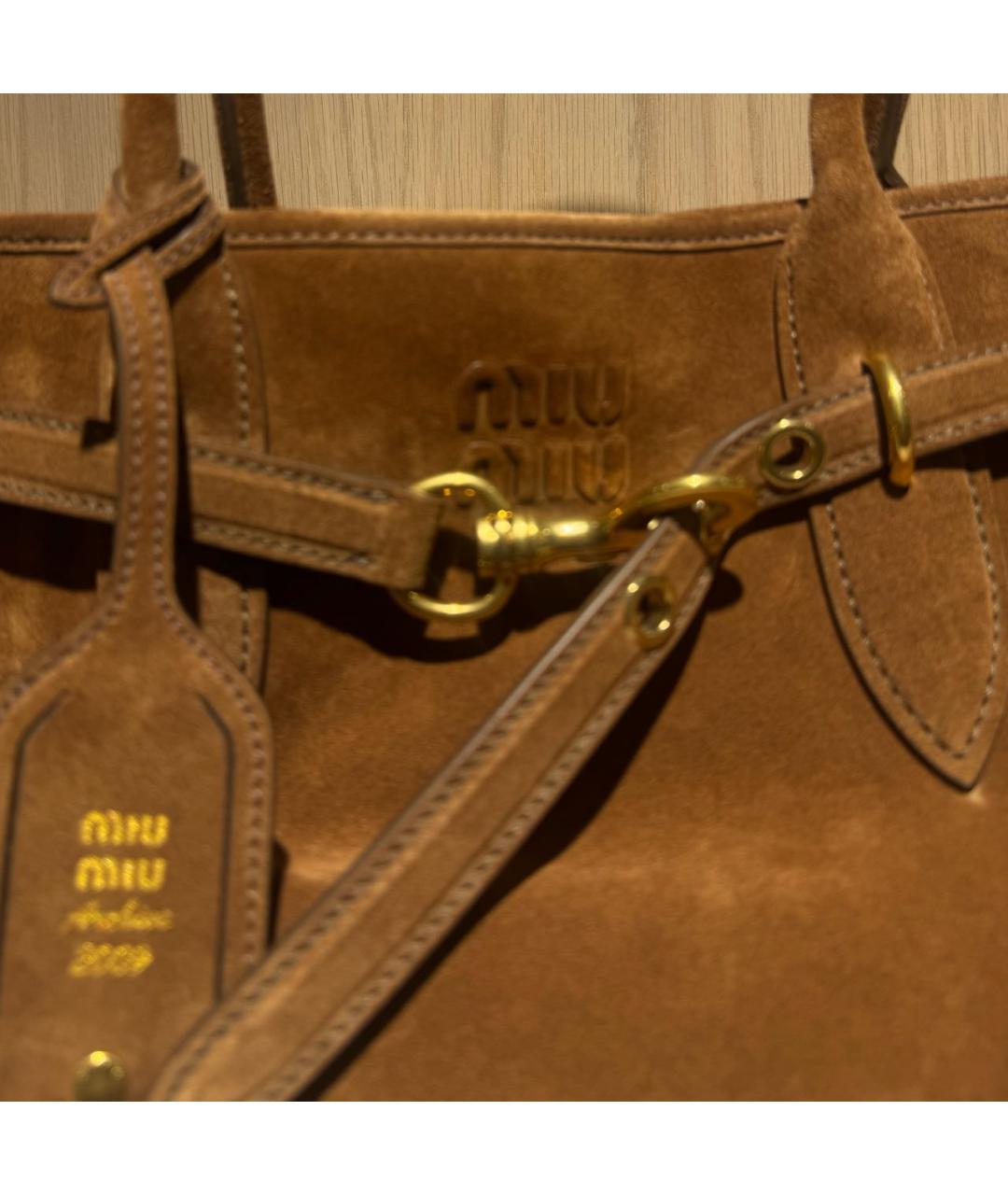 MIU MIU Коричневая замшевая сумка через плечо, фото 4