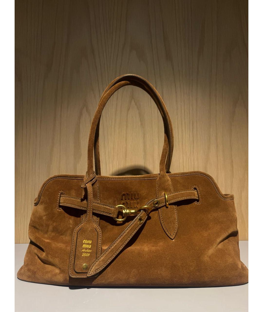 MIU MIU Коричневая замшевая сумка через плечо, фото 5