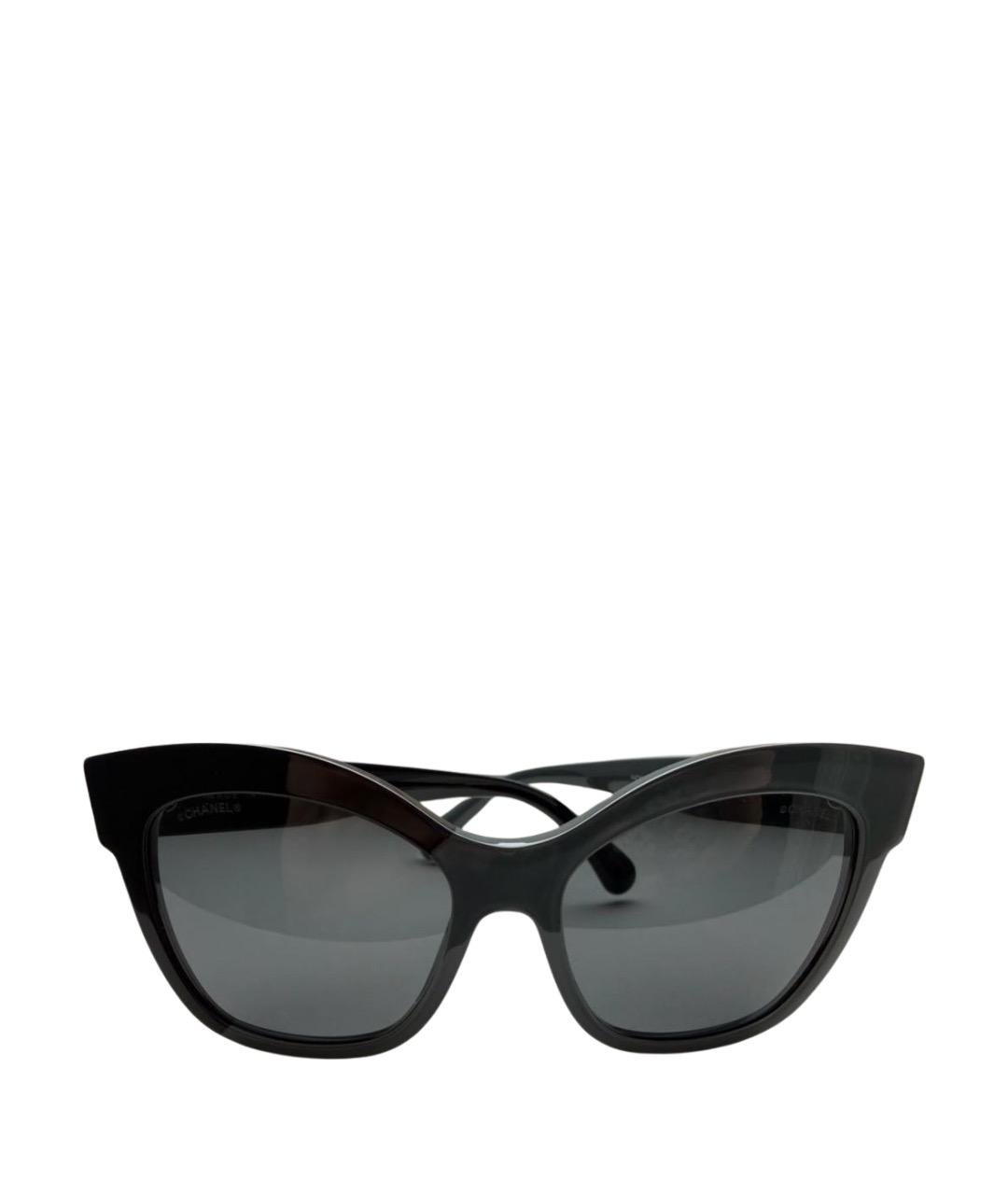 CHANEL Черные пластиковые солнцезащитные очки, фото 1