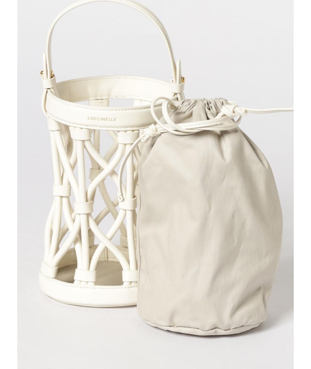 COCCINELLE Белая кожаная сумка с короткими ручками, фото 3