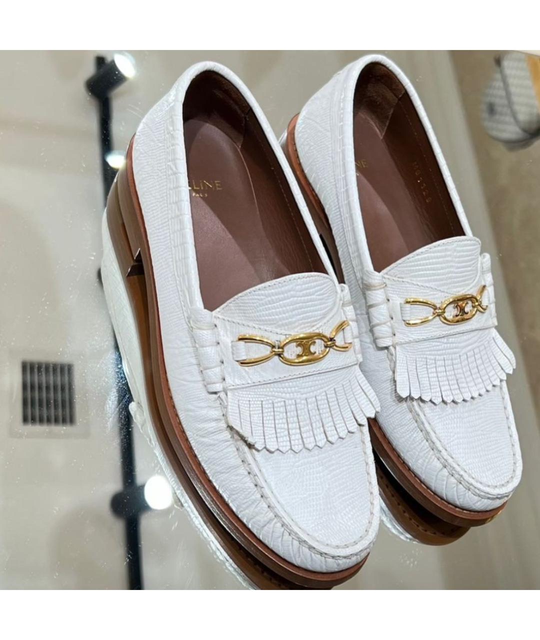 CELINE Белые кожаные лоферы, фото 4
