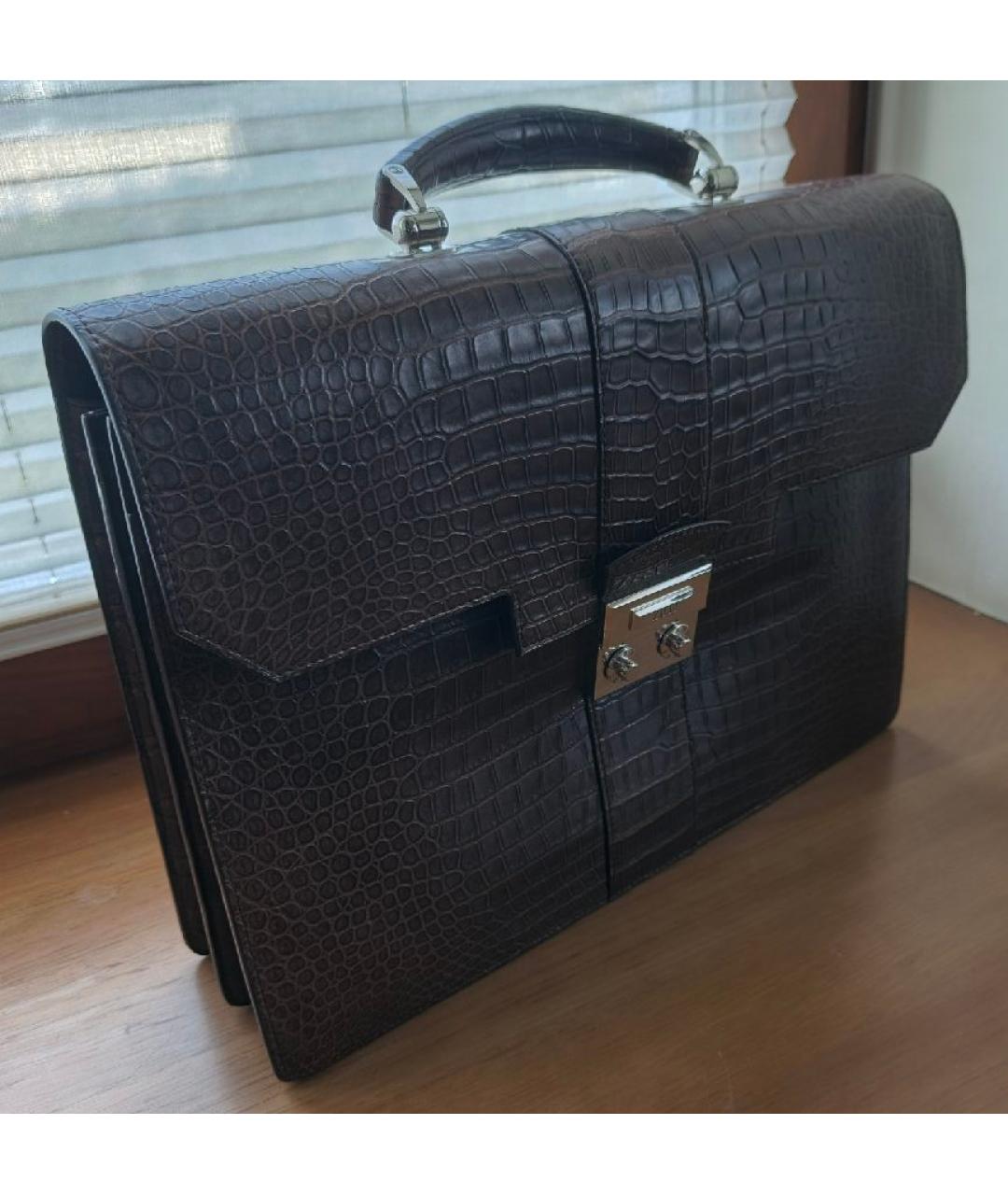 ZILLI Коричневый портфель из экзотической кожи, фото 4