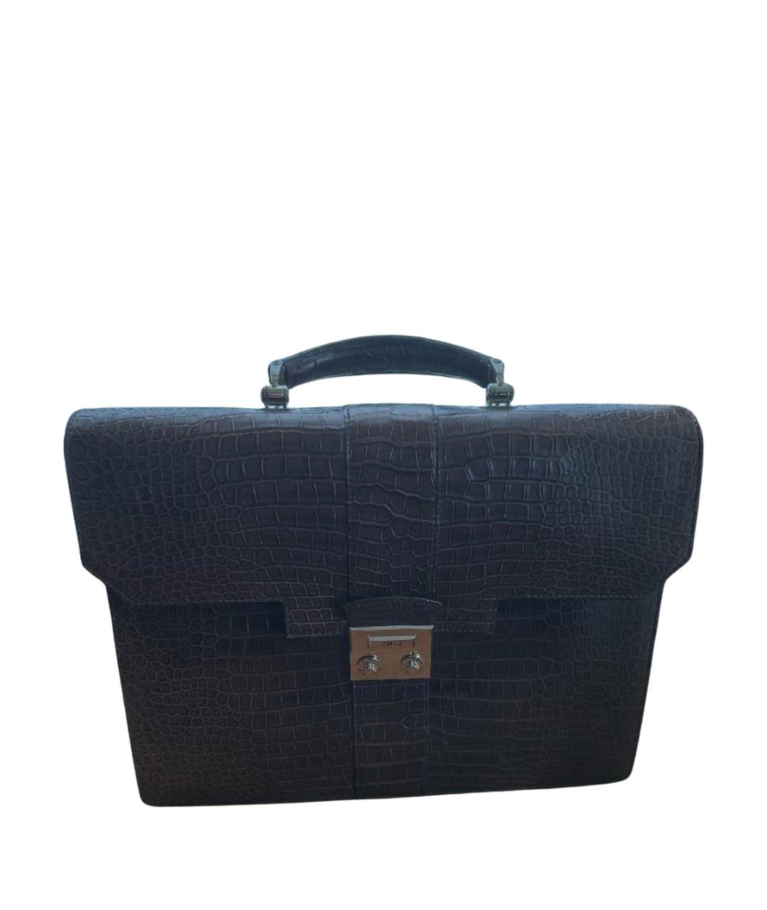 ZILLI Коричневый портфель из экзотической кожи, фото 1