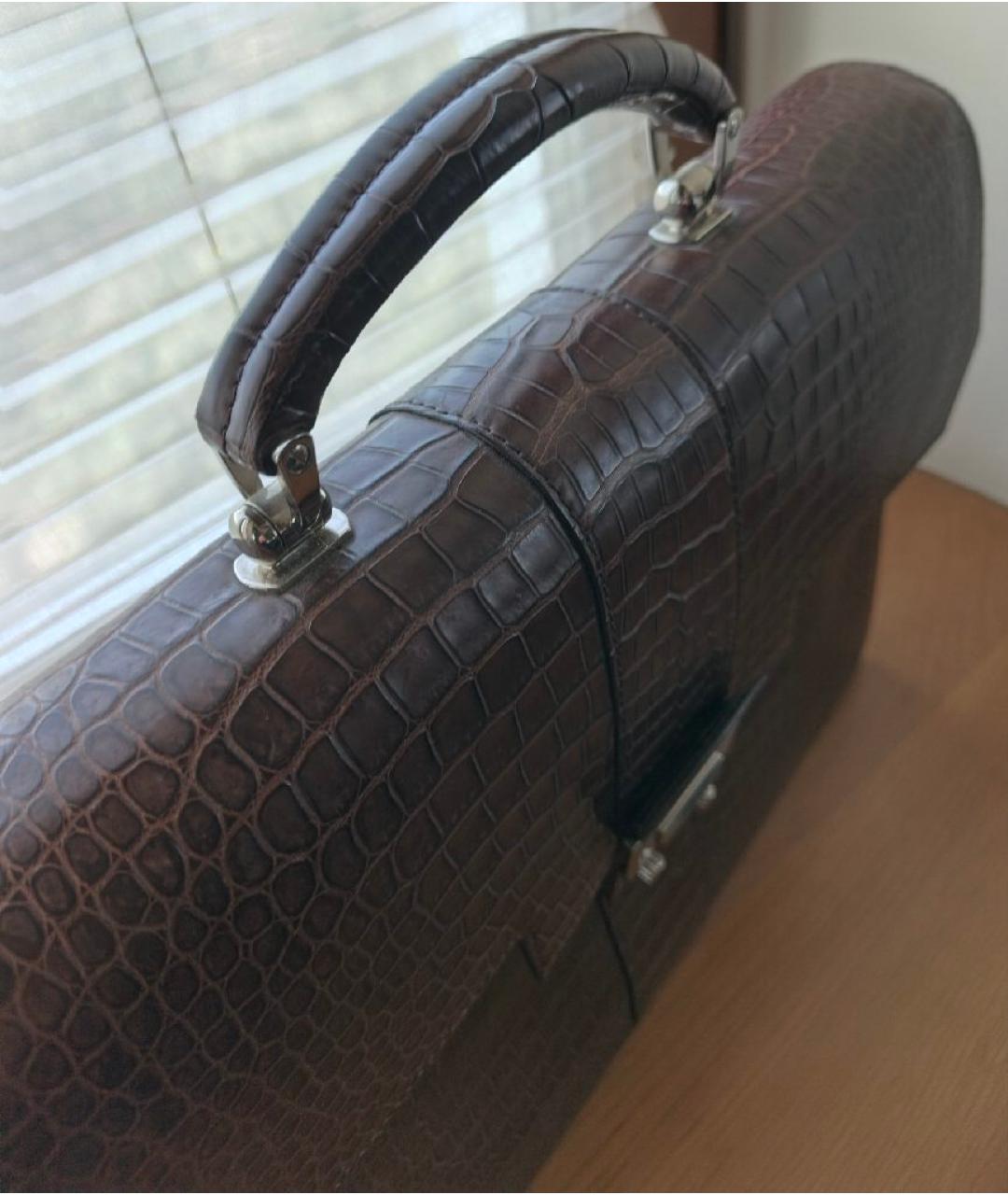 ZILLI Коричневый портфель из экзотической кожи, фото 3