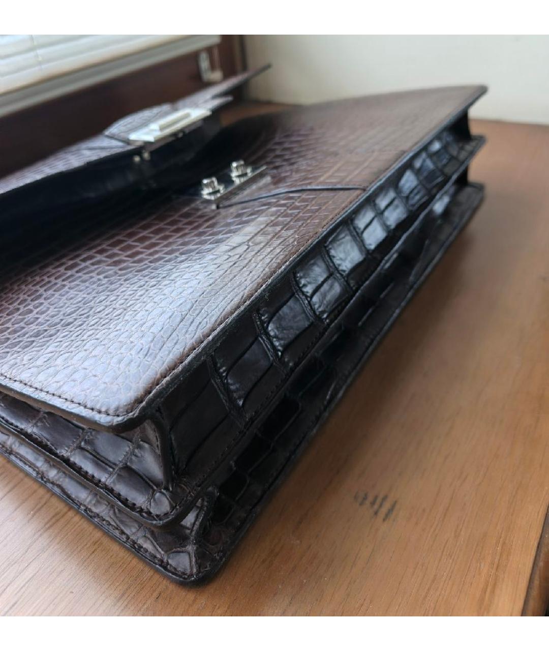 ZILLI Коричневый портфель из экзотической кожи, фото 2