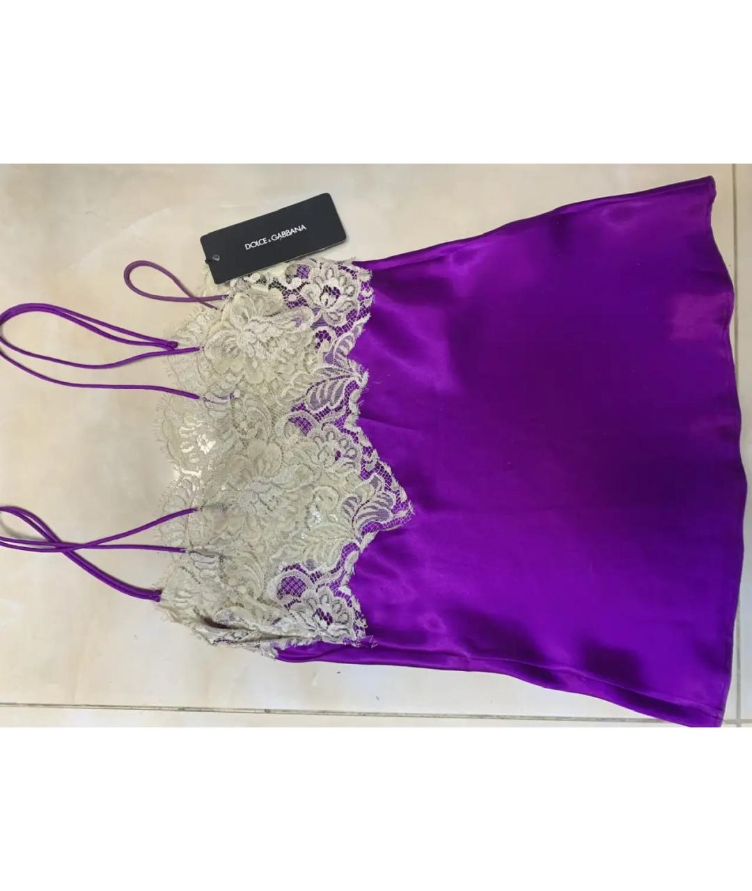 DOLCE&GABBANA Фиолетовая шелковая майка, фото 5