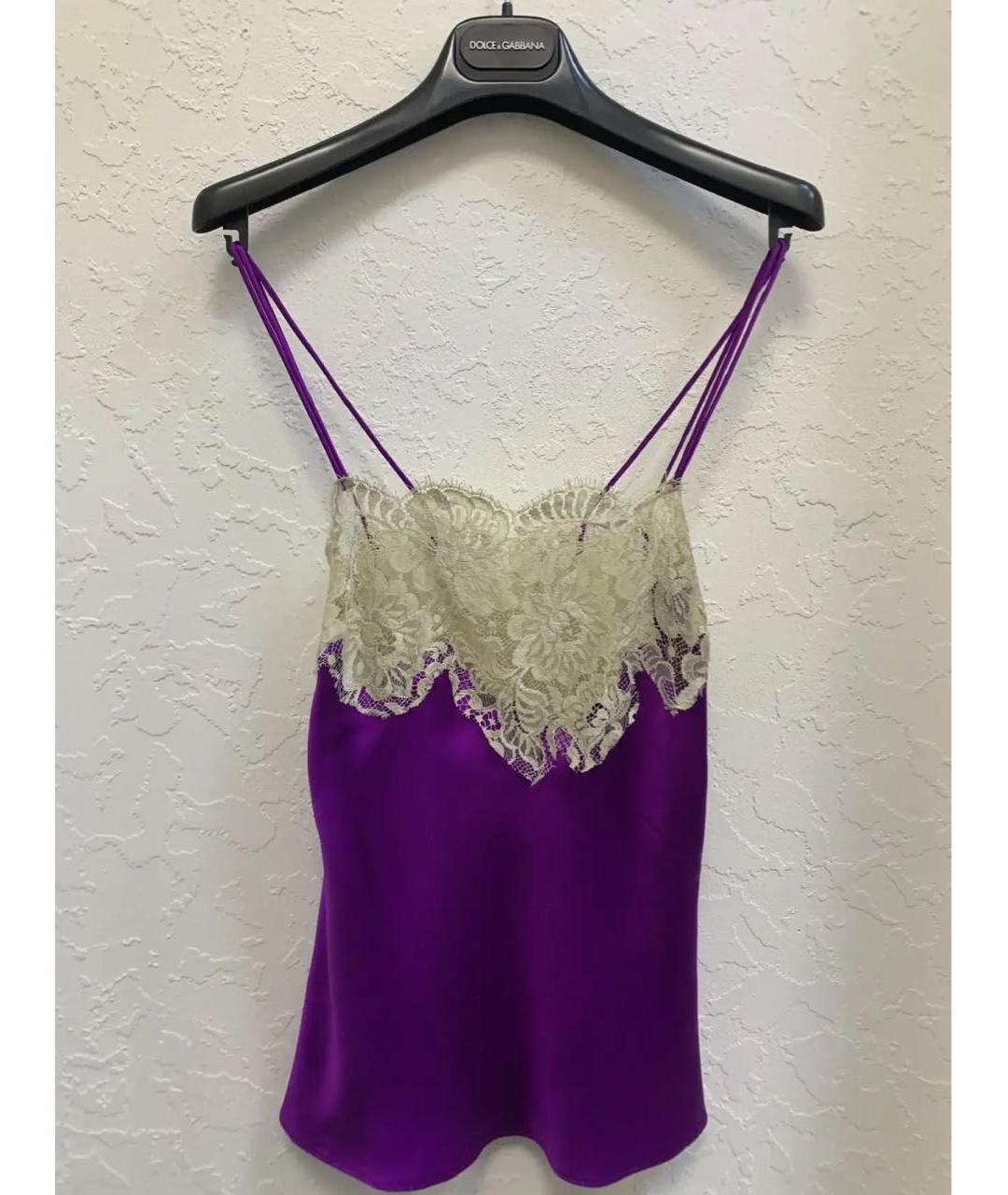 DOLCE&GABBANA Фиолетовая шелковая майка, фото 8