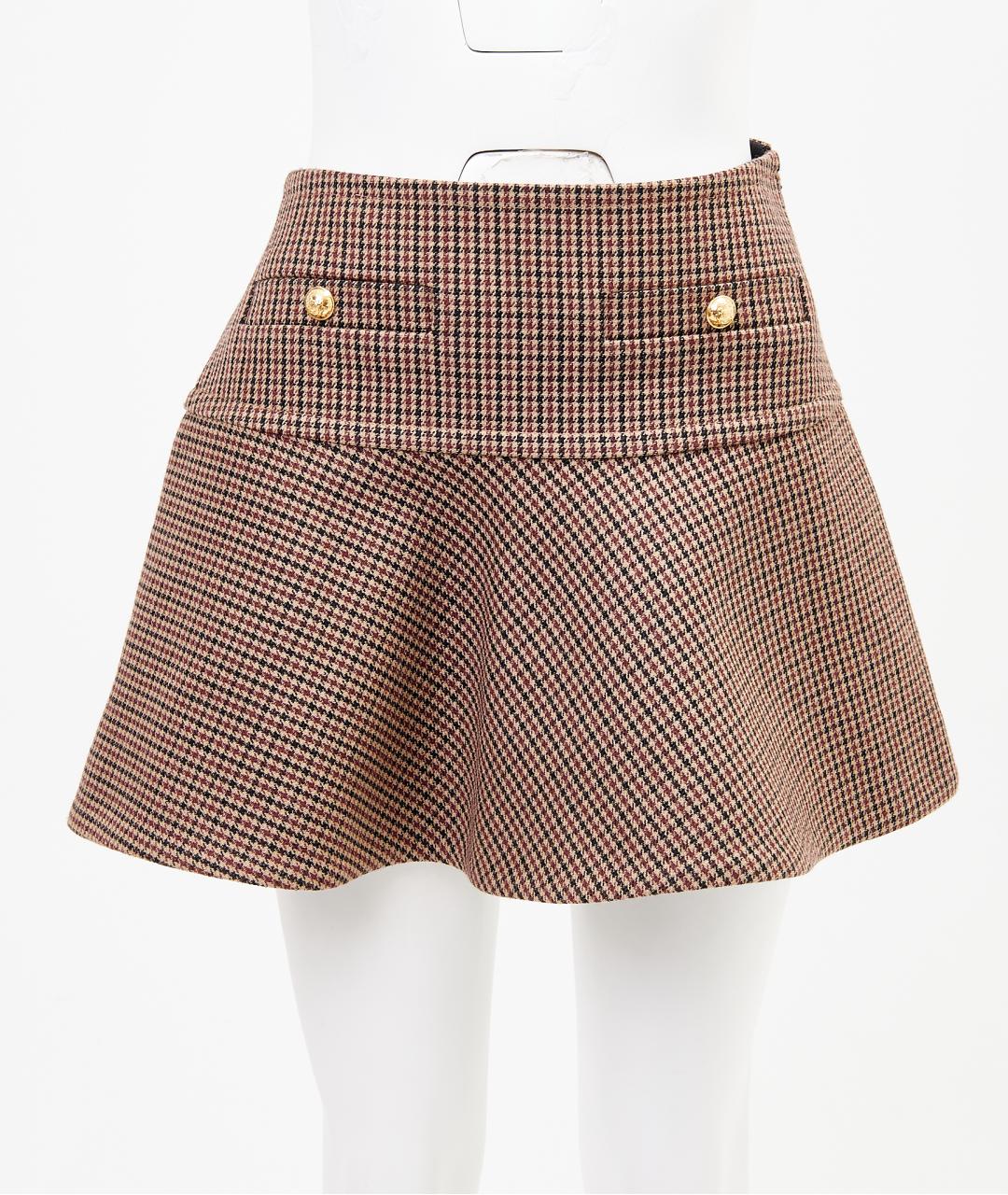 CELINE Коричневая шерстяная юбка мини, фото 7