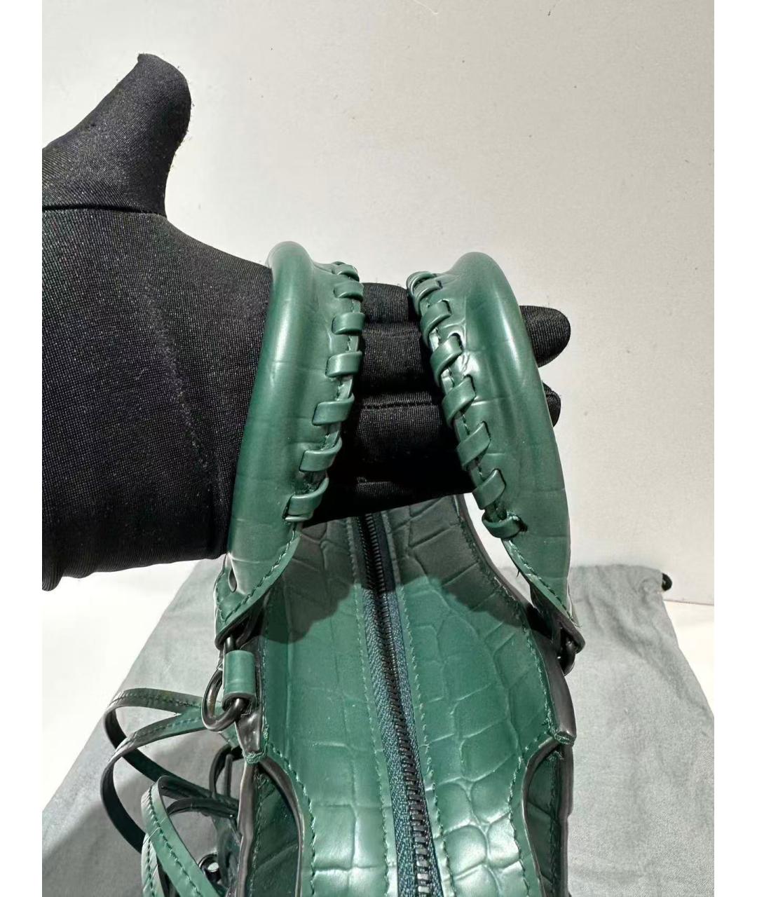 BALENCIAGA Зеленая кожаная сумка с короткими ручками, фото 4