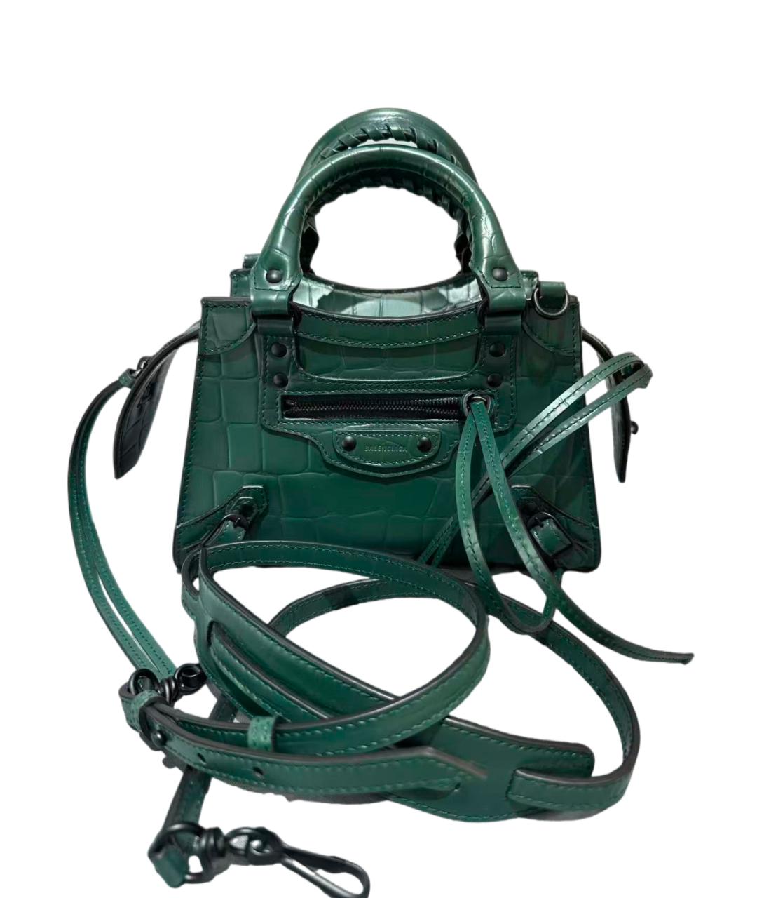BALENCIAGA Зеленая кожаная сумка с короткими ручками, фото 7