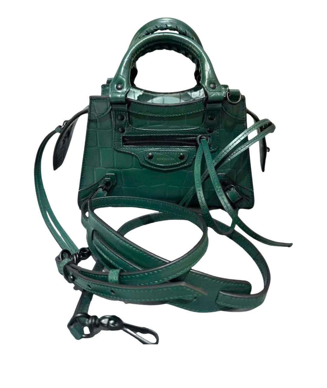 BALENCIAGA Зеленая кожаная сумка с короткими ручками, фото 1