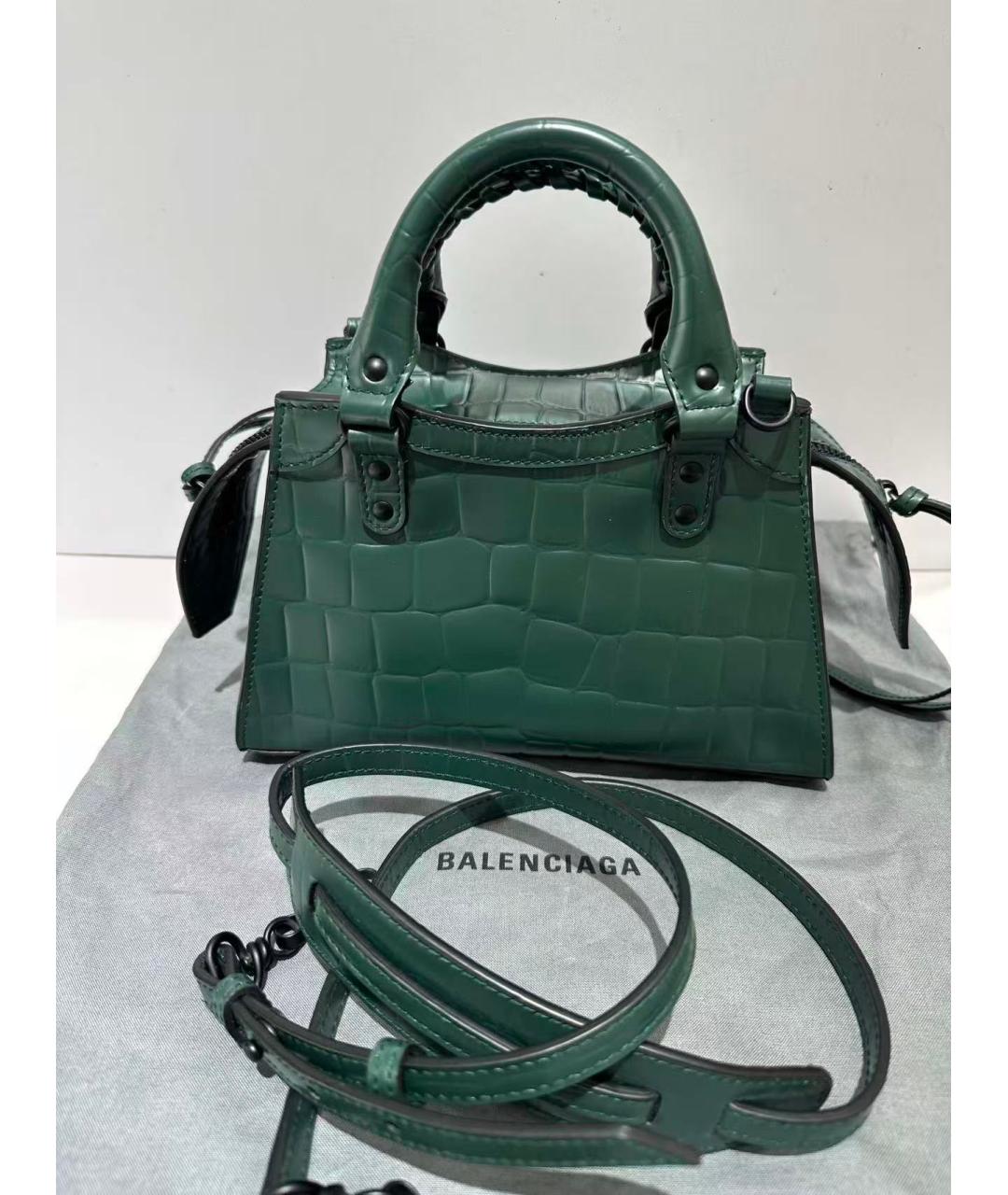 BALENCIAGA Зеленая кожаная сумка с короткими ручками, фото 3