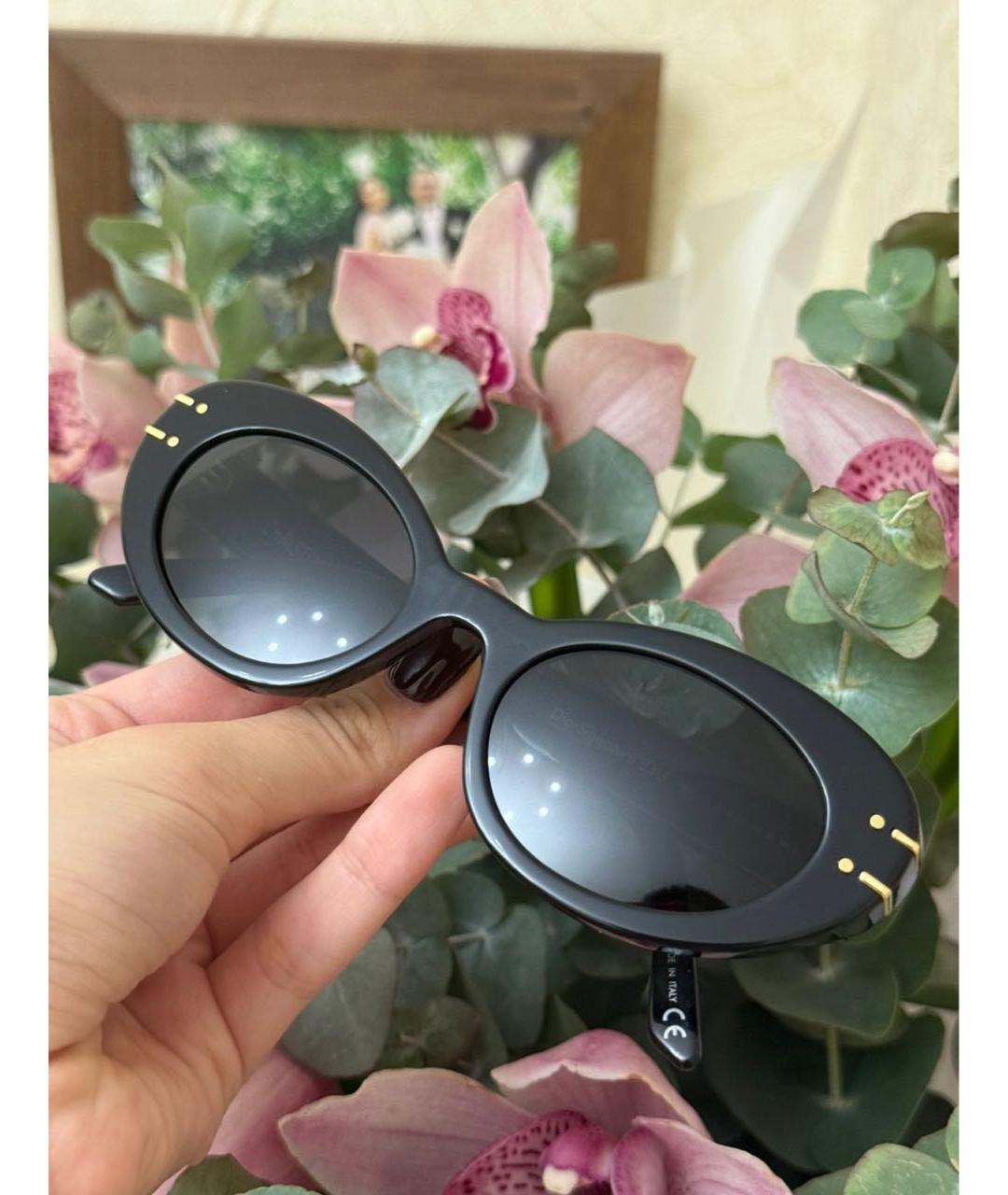 CHRISTIAN DIOR Черные пластиковые солнцезащитные очки, фото 4