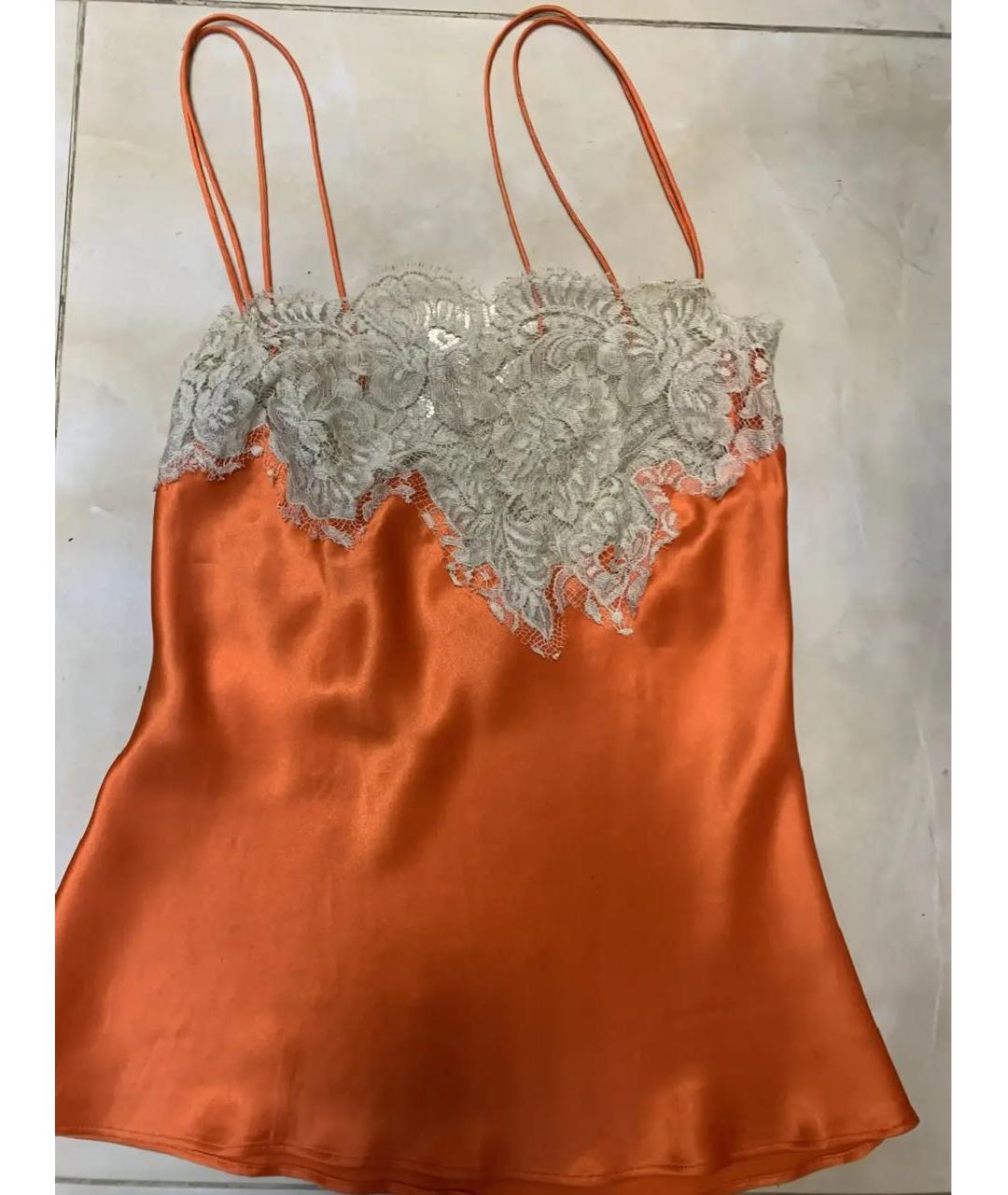 DOLCE&GABBANA Оранжевая шелковая майка, фото 3