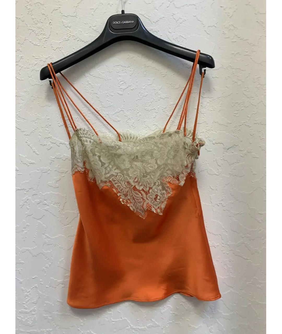 DOLCE&GABBANA Оранжевая шелковая майка, фото 7