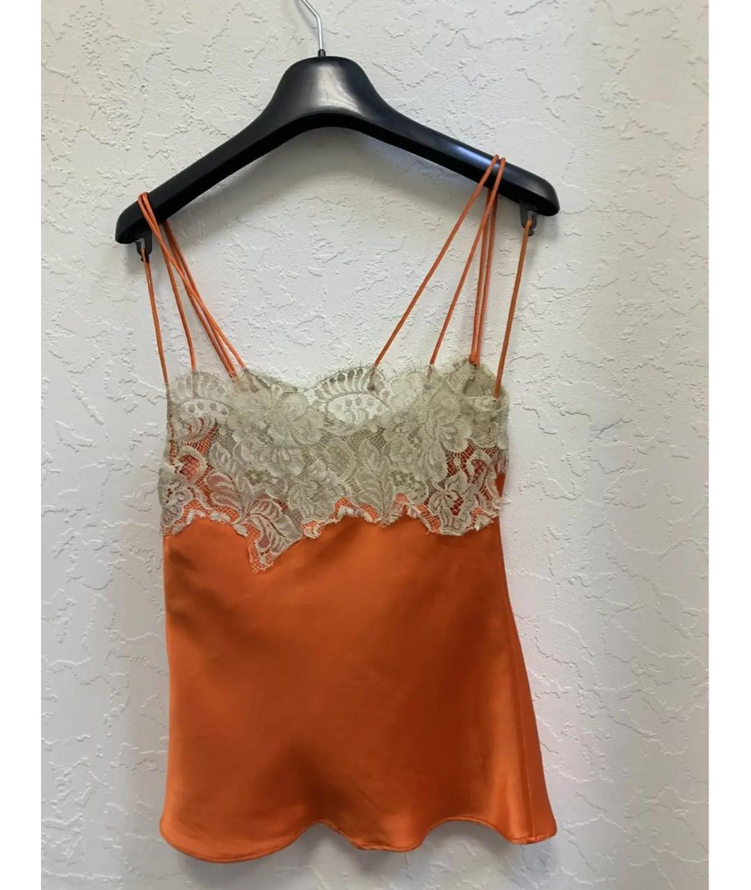 DOLCE&GABBANA Оранжевая шелковая майка, фото 2