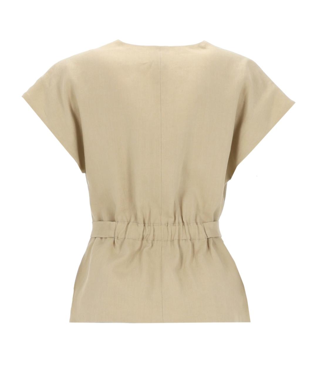 PAUL SMITH Бежевая льняная блузы, фото 2