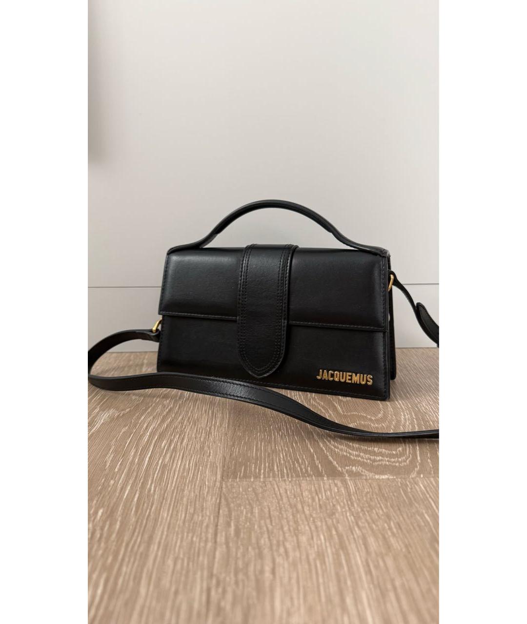 JACQUEMUS Черная кожаная сумка с короткими ручками, фото 2