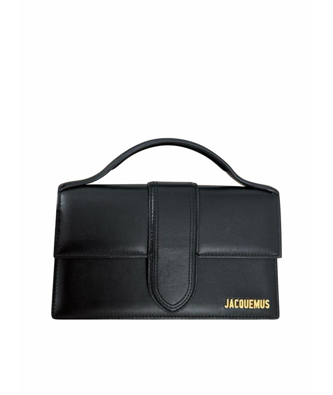 JACQUEMUS Черная кожаная сумка с короткими ручками, фото 1