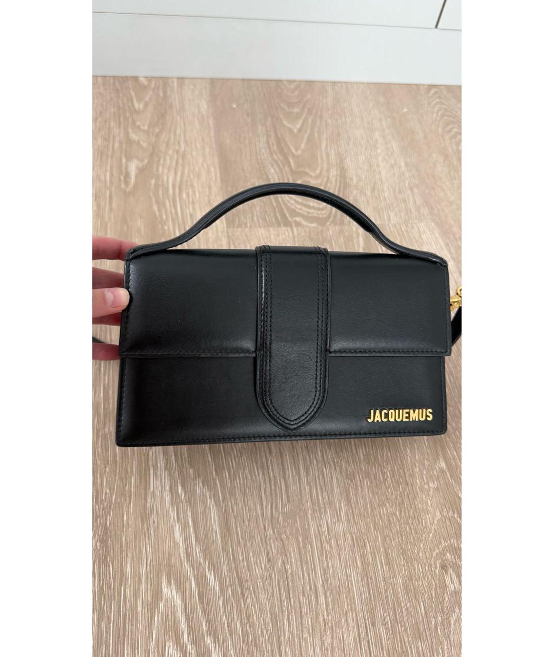 JACQUEMUS Черная кожаная сумка с короткими ручками, фото 4