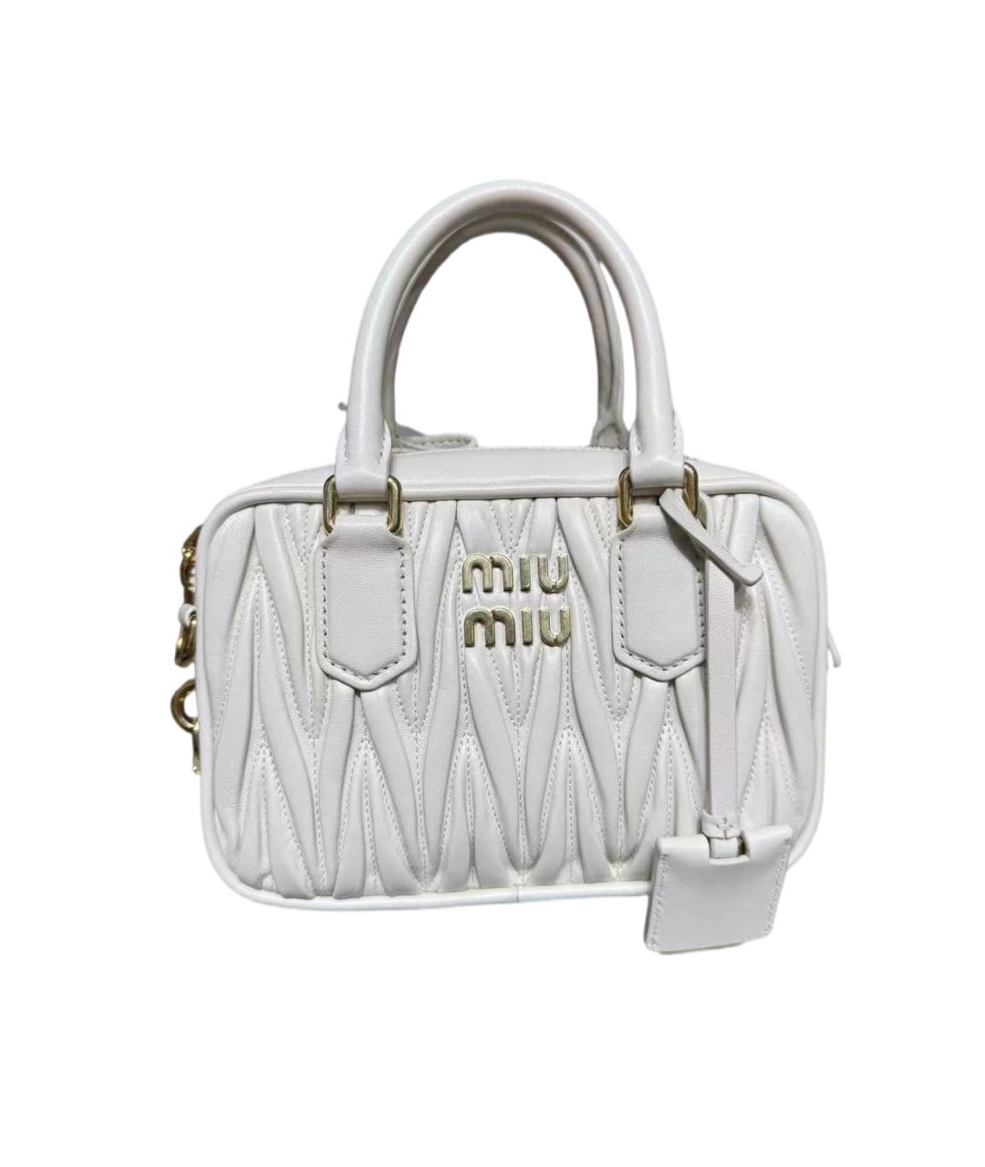 MIU MIU Белая кожаная сумка с короткими ручками, фото 9