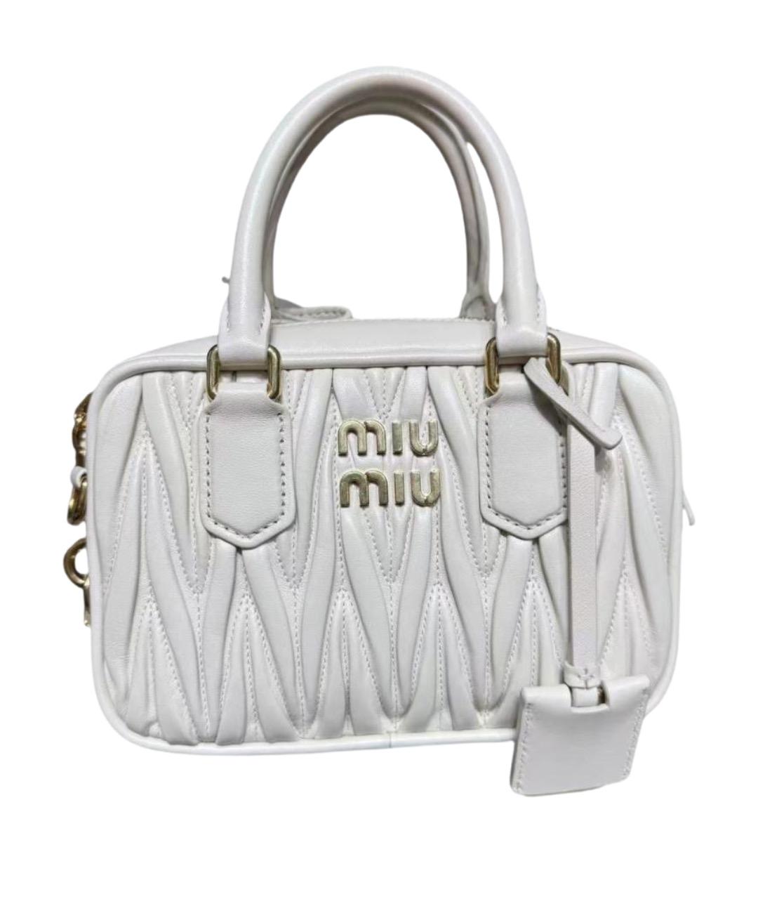 MIU MIU Белая кожаная сумка с короткими ручками, фото 1
