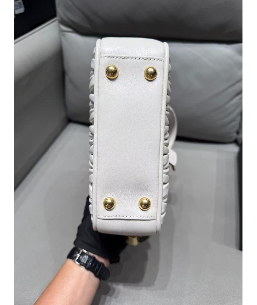 MIU MIU Белая кожаная сумка с короткими ручками, фото 7