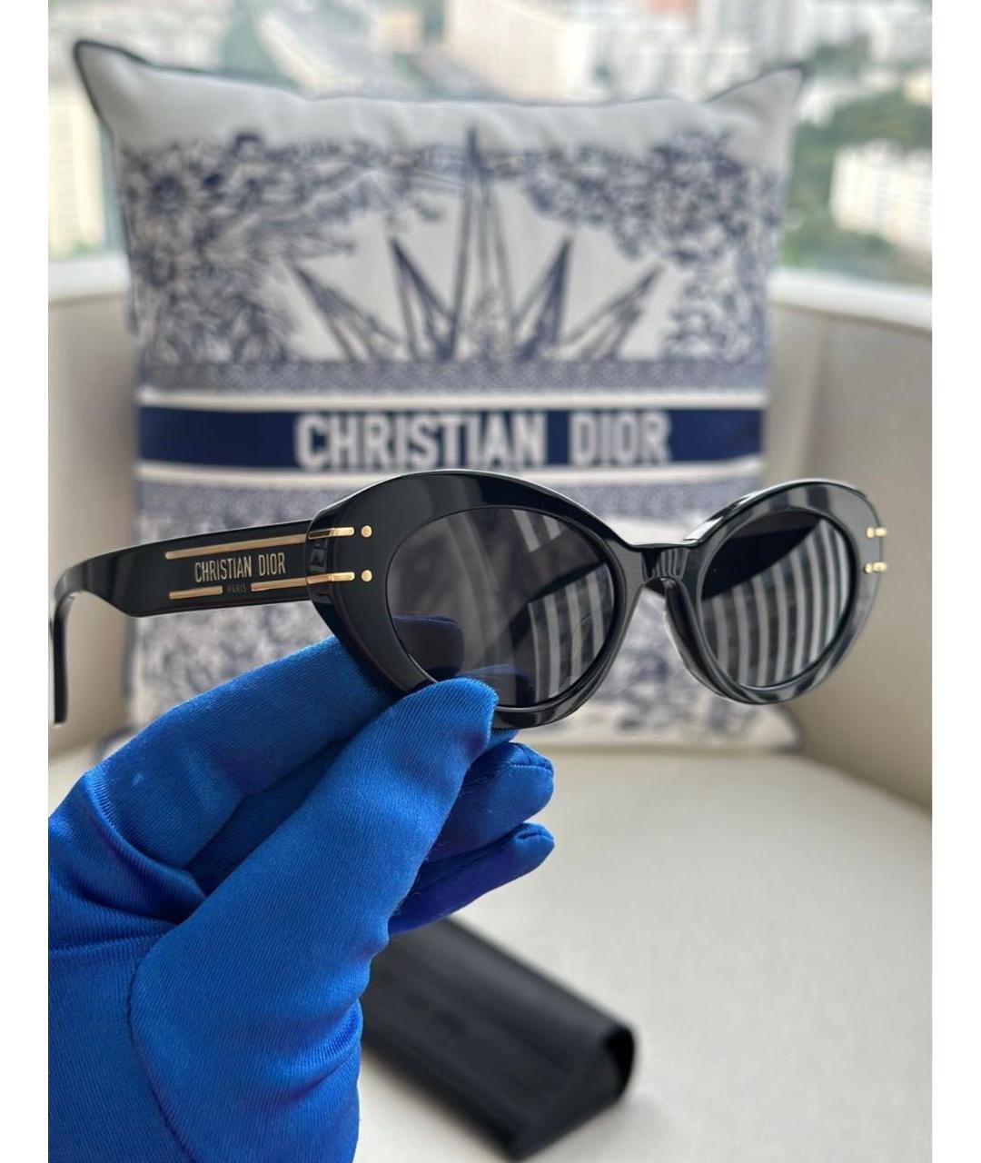 CHRISTIAN DIOR Черные пластиковые солнцезащитные очки, фото 4