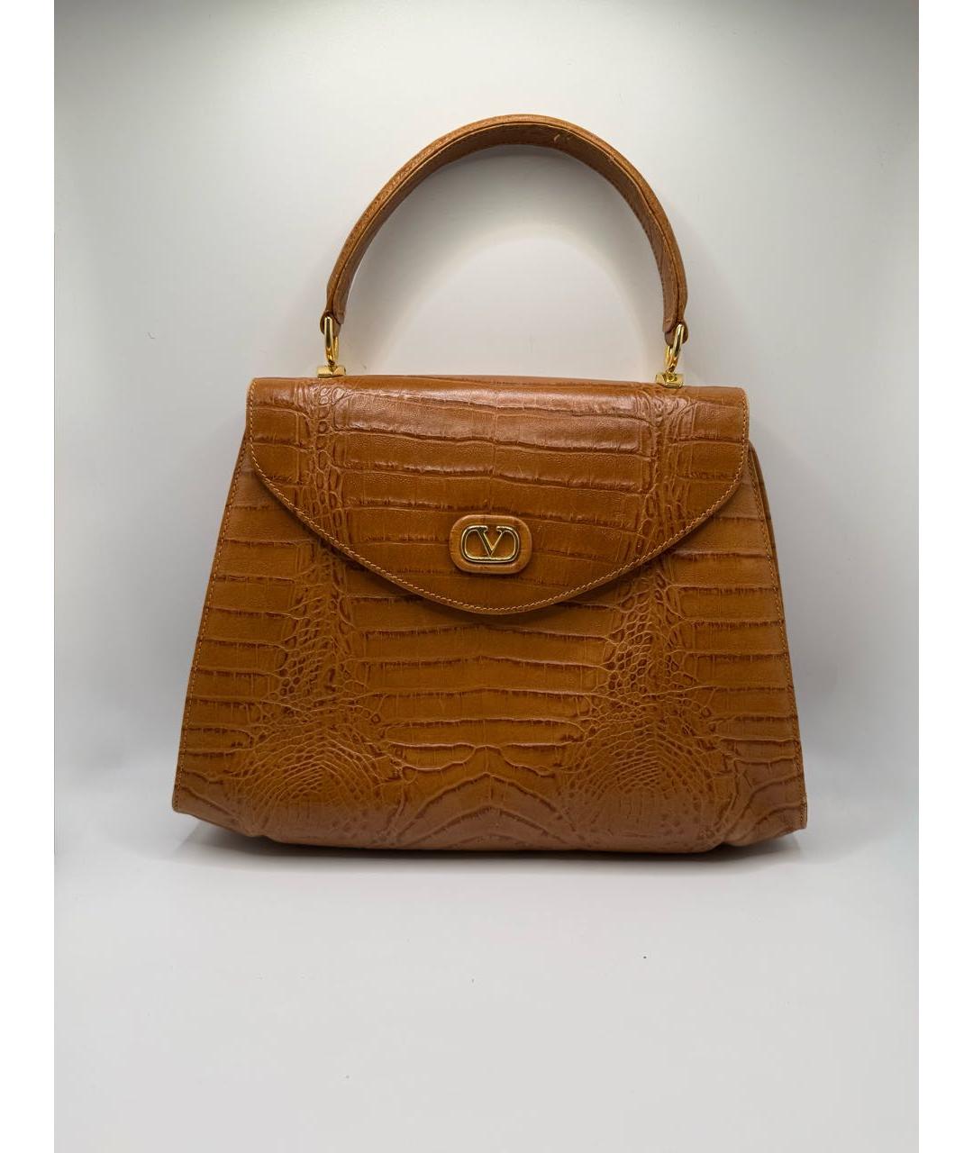 VALENTINO Оранжевая кожаная сумка с короткими ручками, фото 8