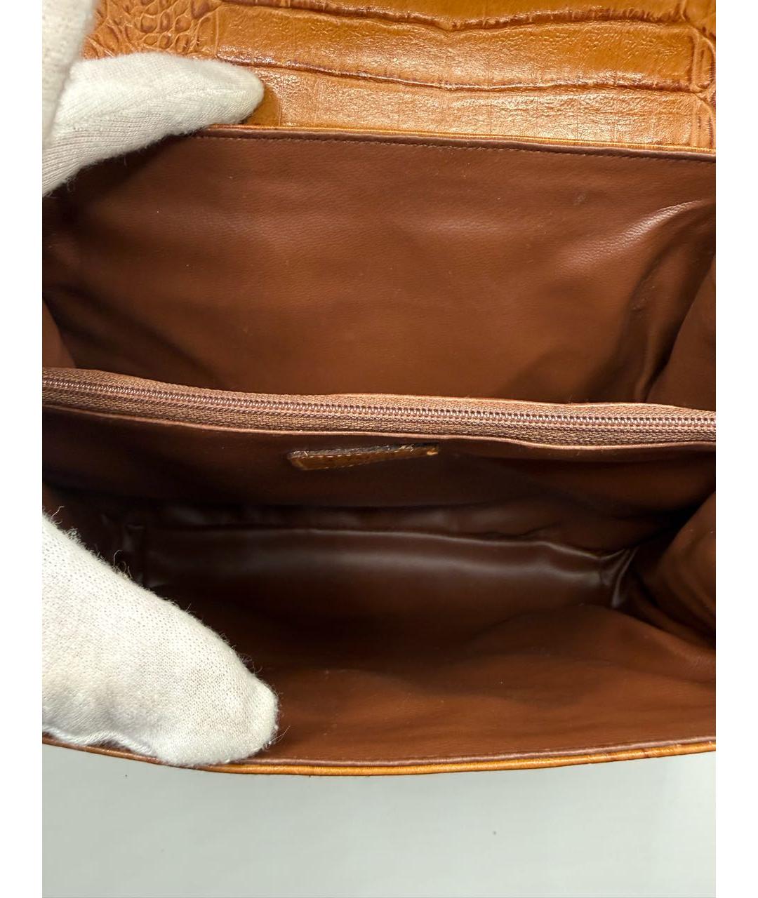 VALENTINO Оранжевая кожаная сумка с короткими ручками, фото 6