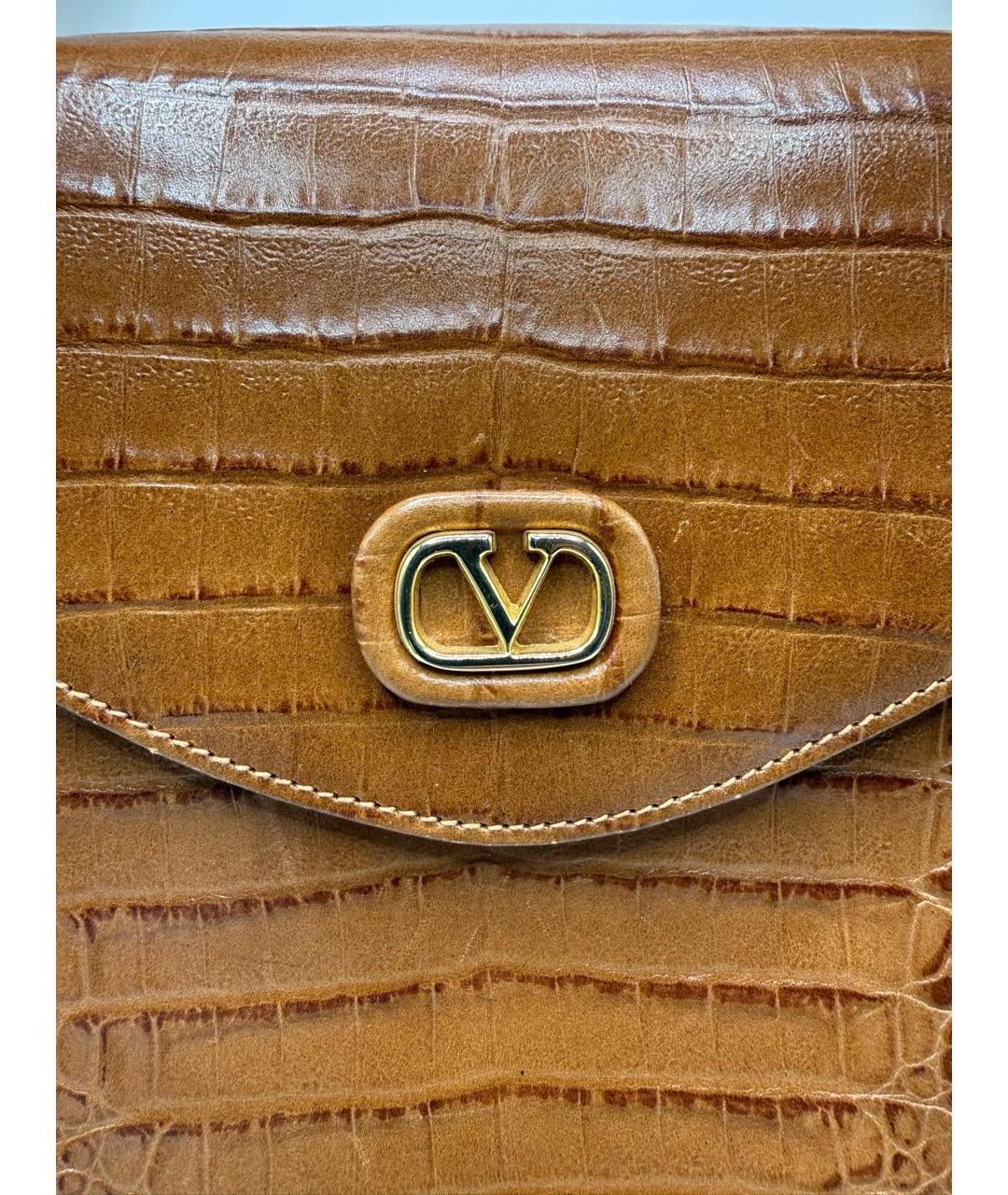 VALENTINO Оранжевая кожаная сумка с короткими ручками, фото 3