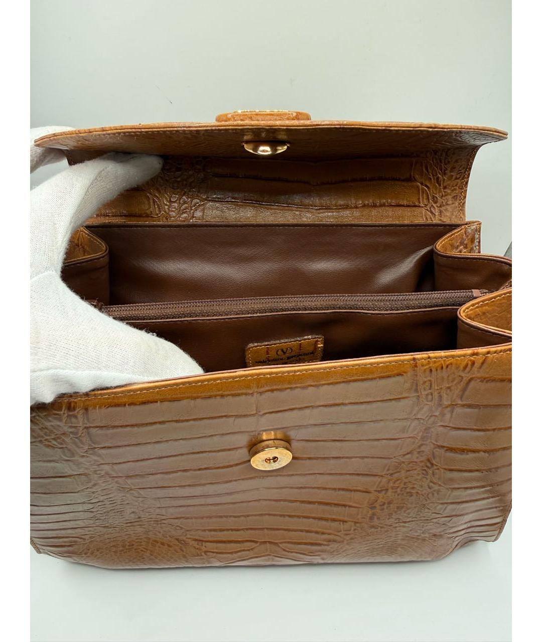 VALENTINO Оранжевая кожаная сумка с короткими ручками, фото 5